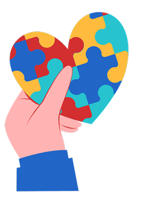 Foto coração com o símbolo TEA